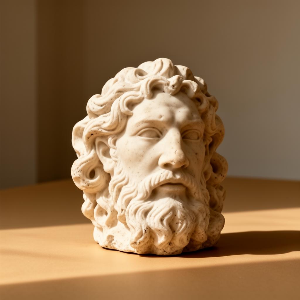 Natural carved stone sculpture in warm light