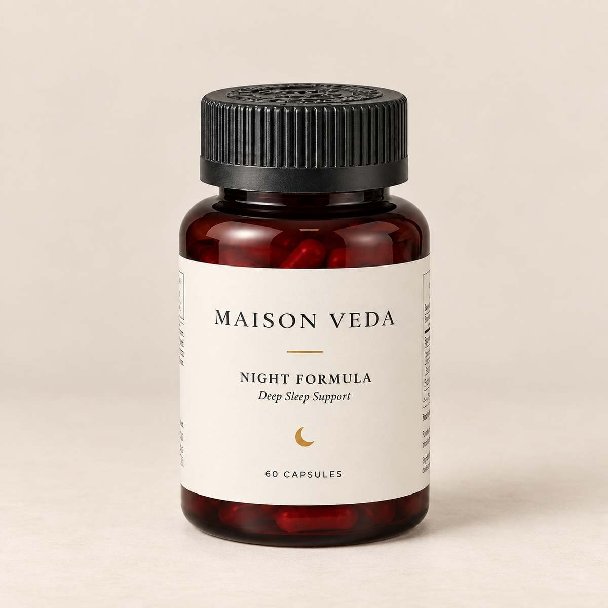 Maison Véda Night Formula melatonin-free sleep supplement bottle with 60 capsules